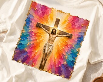 Jesus am Kreuz PNG, Christlicher Glaube PNG, Religiöses Sublimationsdesign, Osterkreuz PNG, Christliches Shirt Design (Digital)