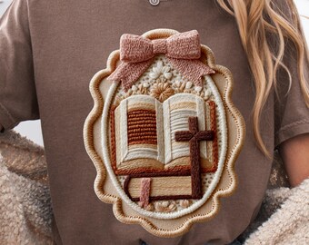 Vintage Bibel Kreuz PNG, Christian Oval Rahmen Sublimation, Cottagecore Oma Core Shirt Design (Digital)