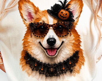 Halloween Corgis PNG, Gruseliger Corgis Hund PNG, Hexencorgis Sublimationsdesign, süßes Halloween Hundeshirt PNG (Digital)