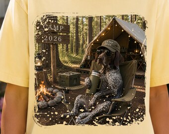 Camp 2026 Deutsch Kurzhaar PNG, Camping Hund, GSP Camper Design Sublimation (Digitaler Download)