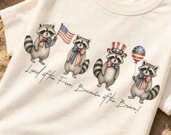 Waschbär PNG Bundle, 4. Juli Waschbär Sublimation, Waschbär PNG für die amerikanische Flagge, Clipart Set für den Unabhängigkeitstag (Digital)