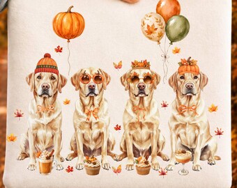 Herbst Labrador Retriever PNG Bundle, Herbst Labrador Hund PNG, Kürbis Lab Sublimationsentwurf, Thanksgiving Hunde-Shirt PNG (Digital)