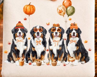 Berner Sennenhund PNG-Bundle, Preppy Herbsthund PNG, Herbst Berner Clipart, Kürbishund Sublimation (digitaler Download)