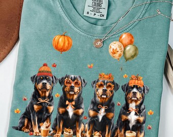 Herbst Rottweiler PNG Bundle, Herbst Rottweiler Hund PNG, Kürbis Rottie Sublimationsentwurf, Thanksgiving Hunde-Shirt PNG (Digital)