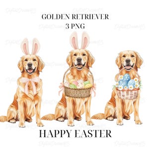 Golden Retriever de Pascua PNG, Golden Retriever de acuarela PNG, Golden Retriever coqueto PNG, Perro de Pascua feliz, Regalo para dueño de Golden Retriever