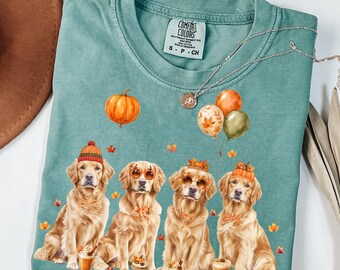 Herbst Golden Retriever PNG Bundle, Herbst Golden Retriever Hund PNG, Kürbis Golden Retriever Sublimation Thanksgiving Hundehemd PNG (Digital)