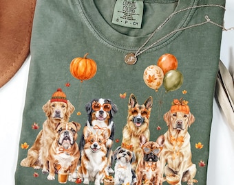 Herbsthund PNG-Bundle, Preppy Herbsthunde PNG, süßer Hund Clipart-Bundle, Kürbishund Sublimation, gemütlicher Herbst-Welpe PNG (Digital)