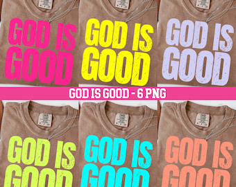 God Is Good PNG Bundle: Retro Christian Shirt Design (6 PNG)