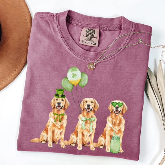 Golden Retriever Puppy Celebrating St. Patrick S Day with Green Hat in