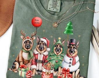 German Shepherd Christmas PNG, Dog Lover Holiday Clipart, Festive Pet Sublimation Png (Digital Download)