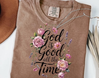 God Is Good PNG: Christian Floral Sublimation Design, Digital Download