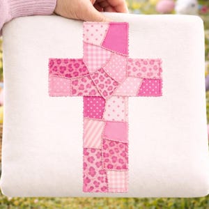 Croce patchwork leopardata rosa PNG, design pasquale cristiano (download digitale)