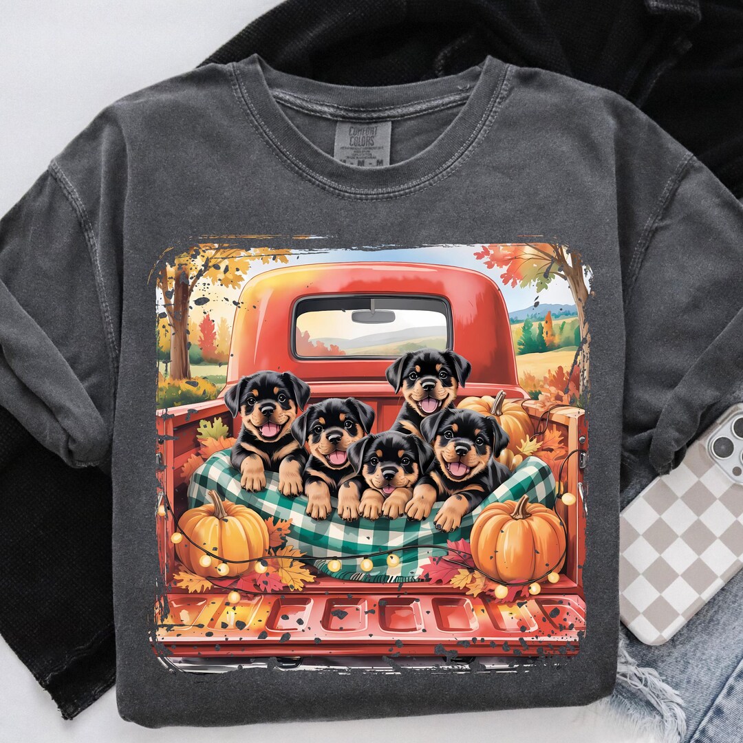 Fall Rottweiler Puppies PNG: Autumn Truck Sublimation (digital Download ...