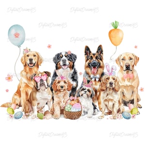 Easter Dog Mix Watercolor Png, Watercolor Dogs PNG, Coquette Easter Dogs Png, Happy Easter Dog Shirt Design, Dog Owner Gift, Dog Mom Png