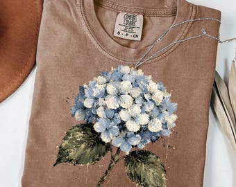 Retro blaue Hortensie PNG, Vintage Hortensie Clipart, Blumen Aquarell PNG, Cottagecore Blume Sublimation (Digital)