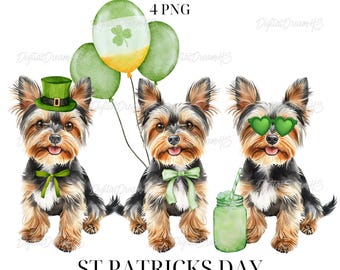 Aquarell Yorkshire Terrier St Patricks Day PNG
