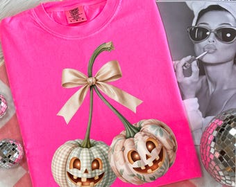 Floral Gingham Kürbis PNG - Pastell Herbst Sublimation (Digitaler Download)
