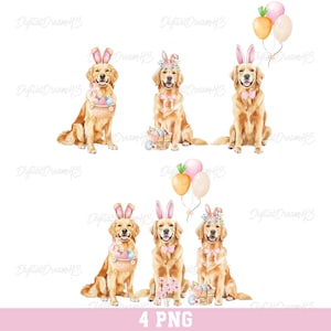 Golden Retriever de Pascua PNG, Golden Retriever de acuarela PNG, Golden Retriever coqueto PNG, Perro de Pascua feliz, Regalo para dueño de Golden Retriever
