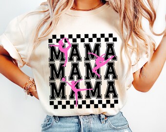 Retro Gymnastics Mama PNG SVG: Checkered Design (Digital)