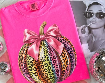 Leopard Kürbis PNG: Neon Regenbogen Herbst Clipart (Digitaler Download