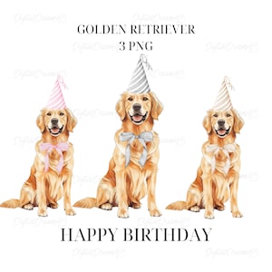 Golden Retriever Png, Cumpleaños De Golden Retriever De Acuarela PNG, Golden Retriever Coqueto PNG, Sombrero De Cumpleaños PNG, Regalo Para Dueño De Golden Retriever