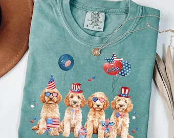 Goldendoodle Patriottico PNG, Clipart Cucciolo 4 luglio, Regalo PNG Memorial Day (Download digitale)