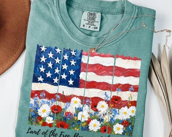 Drapeau de l'Amérique rétro PNG : motif de coup de pinceau de fleurs sauvages du 4 juillet (PDF)