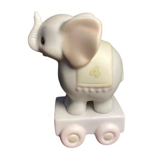 1985 Precious Moments Birthday Train AGE 4 FOUR Figurine Elephant #15970 Enesco