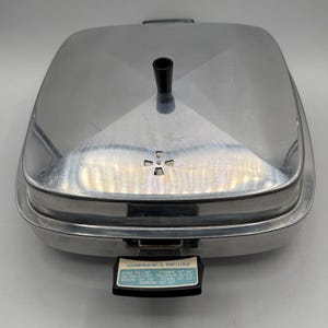 Vintage Handy Hannah DeLuxe 12" fyrkantig aluminium elektrisk stekpanna USA WORKS