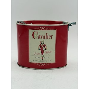 Vintage Tobacco Tin Red Cavalier 100 King Size Cigarette R.J. Reynolds Co. Empty