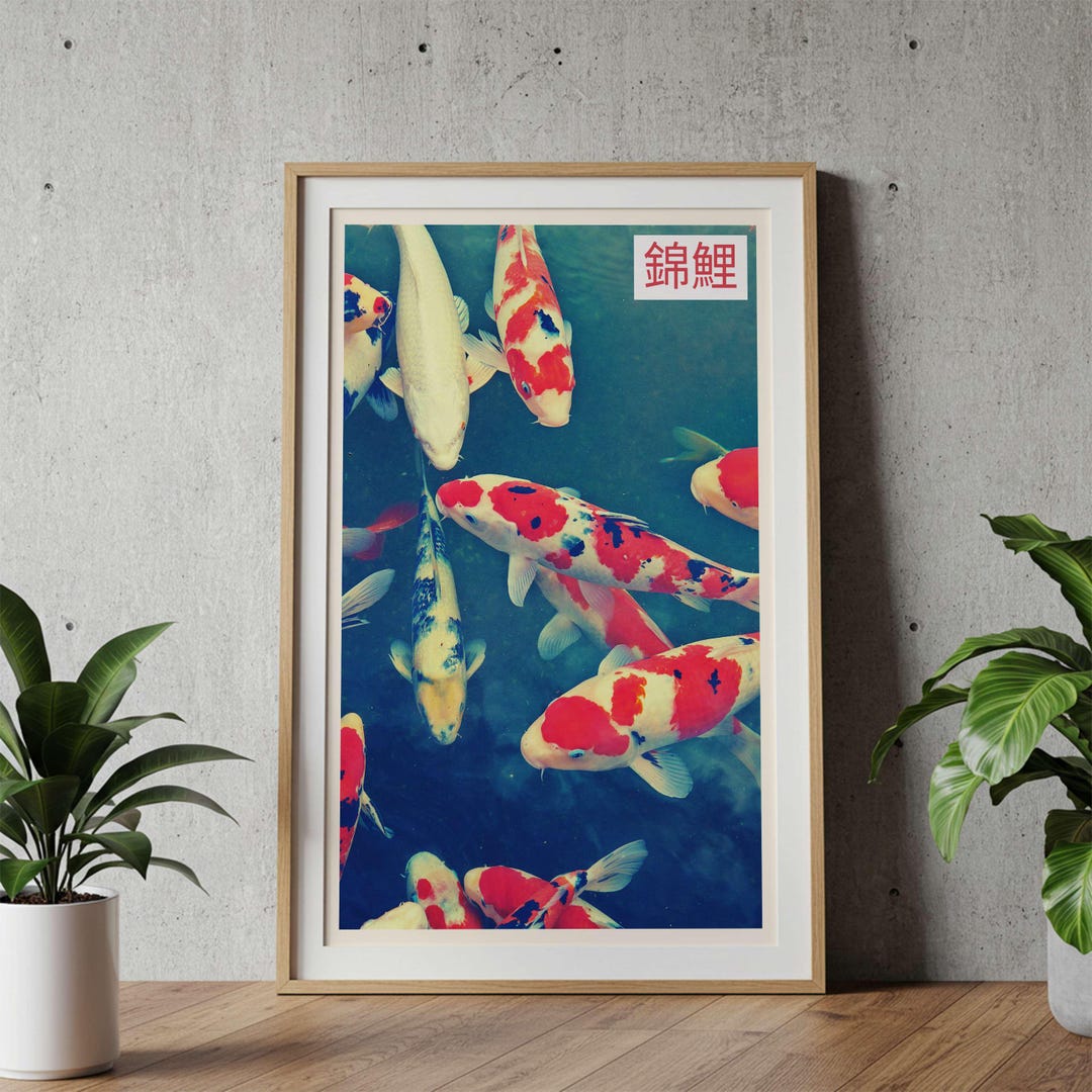 Vintage Japanese Koi Fish Poster Wall Art | Vibrant Nishikigoi Koi Carp ...