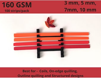 Paper Strips for Quilling Paper Cuts High Quality 160gsm Quilling Paper Red Shades Autumn Colors Quilling Kit Outline Quilling 3D Effect