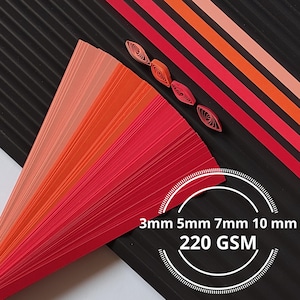Bandes de papier Quilling, nuances de rouge sur les bords Typographie Quilling et effet 3D 220 g/m²