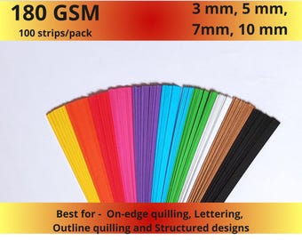 10 Colors Quilling Paper Strips - High Quality 180 gsm Rainbow Palette Set DIY Kit, Typography & 3D Effect, Perfect Craft Supplies
