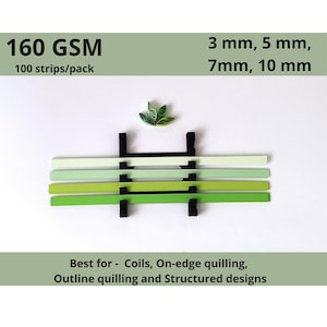 Strisce di carta per quilling, tagli di carta di alta qualità da 160 g/m², carta per quilling con sfumature verdi, kit per quilling, contorni, carta effetto 3D, filigrana