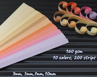 200 Strips Moonlight Colors Set of Quilling Paper  High Quality Strips 160gsm Quilling Kit Outline Quilling 3D Effect On Edge Quilling