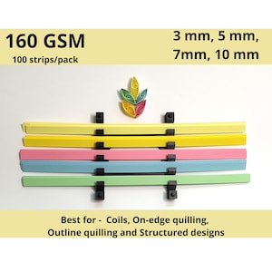 Tiras de papel para quilling, cortes de papel de alta qualidade, 160 g/m², cores principais, kit de quilling, contorno, quilling, papel com efeito 3D, filigrana