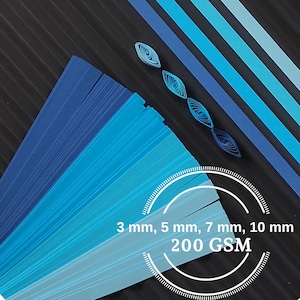 Strisce di carta per quilling - Set di tonalità blu di alta qualità da 200 g/m², kit fai da te, per quilling sul bordo, tipografia ed effetto 3D, articoli perfetti per il bricolage