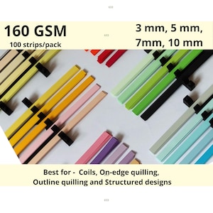 Strisce di carta per quilling, ritagli di carta, carta per quilling di alta qualità da 160 g/m², kit per quilling multicolore, contorni, effetto 3D, filigrana di carta