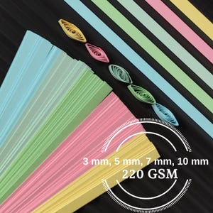 Strisce di carta per quilling - Set di colori pastello di alta qualità da 220 g/m², kit fai da te per quilling sul bordo, tipografia ed effetto 3D, articoli perfetti per il bricolage
