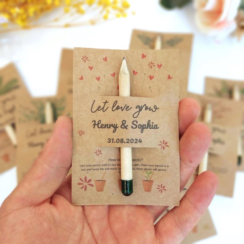 Gepersonaliseerde pennen voor plantbare zaden: milieuvriendelijk bedankje afbeelding 1