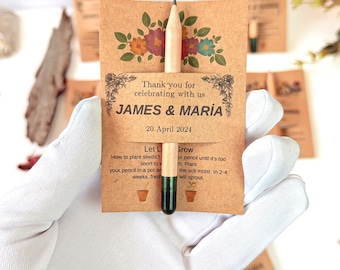 Personalized Plantable Seed Pen Favors: Eco-Friendly,Thank You Gift,First communion invitations,Baptism