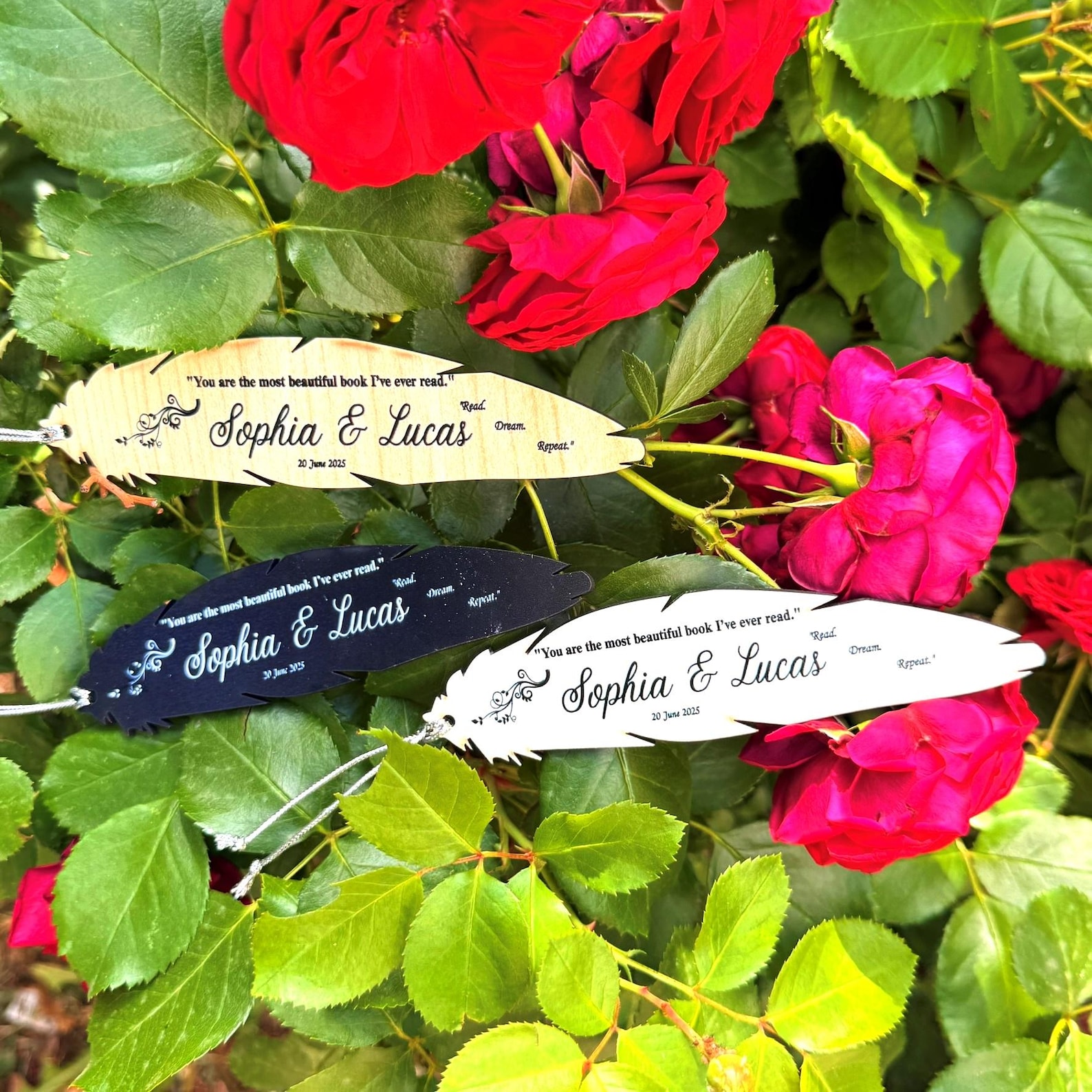 Custom Name Bookmarks – Wooden Place Cards, Wedding & Event Favors ...