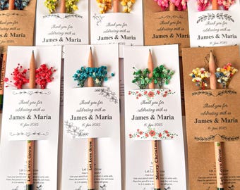 Crayons de graines personnalisés pour mariages, cadeaux de mariage pour invités, cadeaux de baby shower, cadeaux de baptême, carte personnalisée