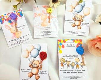 Personalized Wildflower Seed Paper Favors: Eco-Friendly Baptism Gifts,Kids party favors
