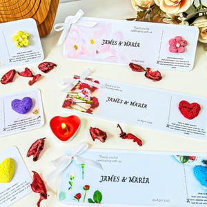 Marque-page personnalisé avec du papier graine. Cartes de visite personnalisées avec du papier pour graines à planter. Papier pour graines de fleurs sauvages à planter. Cadeaux de mariage