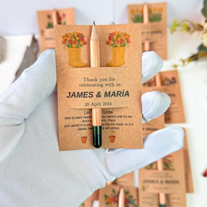 Personalisierte Samen Stift Danke Geschenke, personalisierte Platzhalter, Pflanzen Geschenke für Hochzeitsgast, spezielles umweltfreundliches Geschenk für