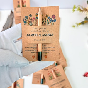 Bolígrafo de semillas personalizado, obsequios de agradecimiento, marcador de posición personalizado, obsequios plantables para invitados a la boda, obsequio ecológico especial para