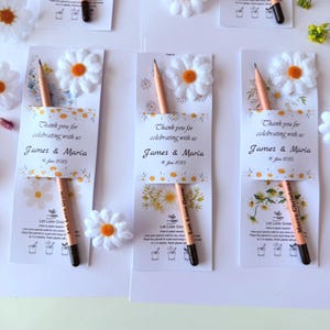 Personalisierte Samen Stifte für Hochzeitsgäste, Babypartygeschenke, Taufgeschenke, personalisierte Karte und Stift, Verlobungsgeschenke, Samenstift