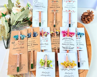 Lápices de semillas personalizados: regalos de fiesta ecológicos con tarjeta personalizada, regalos para bodas, despedidas de soltera y bautismos.